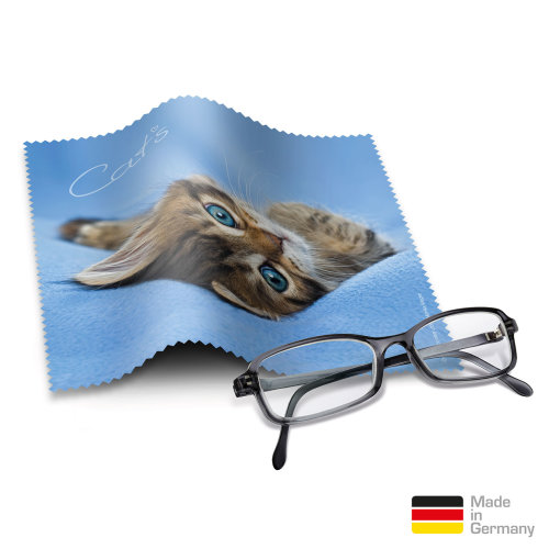 Brillentücher mit Designmotiv Cats Blau
