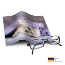 Brillenputztuch mit Designmotiv Katzen braun