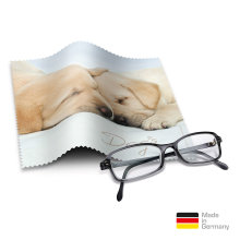 Brillenputztuch mit Designmotiv Hunde weiß