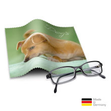 Brillenputztuch mit Designmotiv Hunde blau