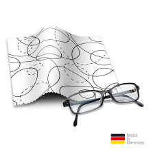 Brillenputztuch mit Designmotiv Schwarzweiß Linien auf Weiß