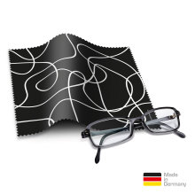 Brillenputztuch mit Designmotiv Schwarzweiß Linien auf Schwarz