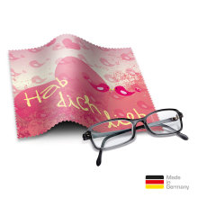 Brillenputztuch mit Designmotiv Liebe Hab dich lieb