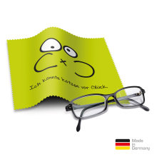 Brillenputztuch mit Designmotiv Sprüche Du bist komisch