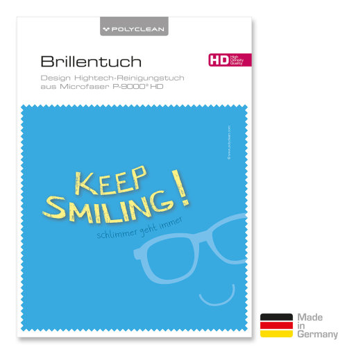 Brillenputztuch mit Designmotiv Spr&uuml;che Keep smiling
