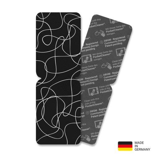 PocketCleaner® mit Designmotiv Black and White Linien auf Schwarz
